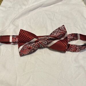 Stacy Adams Red and Black Paisley Bow Tie